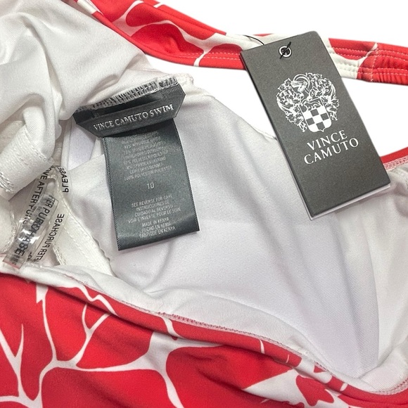 VINCE CAMUTO hibiscus flower one shoulder one piece swimsuit size 10 NWT - Picture 4 of 10